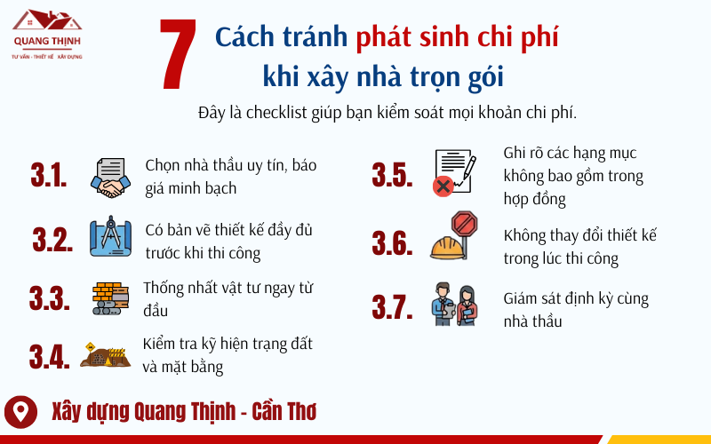 7 cách tránh phát sinh chi phí khi xây nhà trọn gói