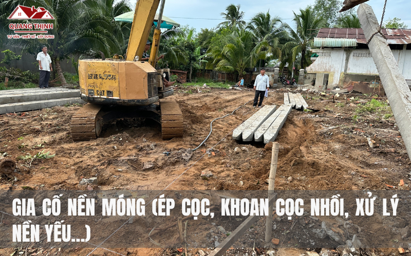 gia cố nền móng khi thi công xây phần thô